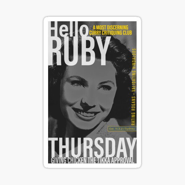 hello Ruby Thursday Sticker