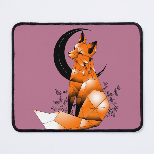 Item preview, Geometric Fox with crescent Moon and dark blush pink, designed and sold by DemonicGloom.