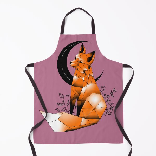 Item preview, Geometric Fox with crescent Moon and dark blush pink, designed and sold by DemonicGloom.