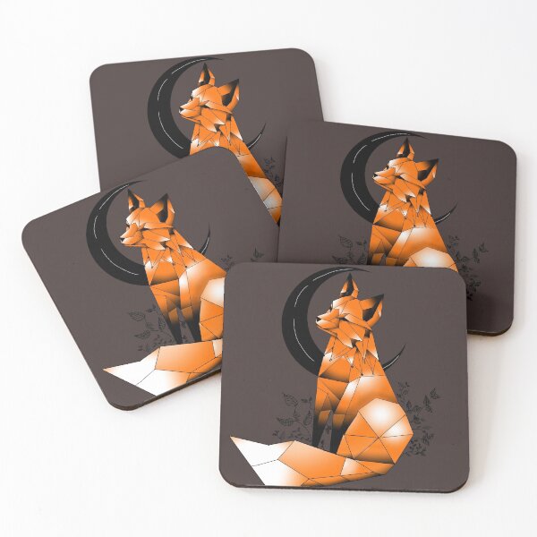 Item preview, Geometric Fox with crescent Moon  dark brown designed and sold by DemonicGloom.