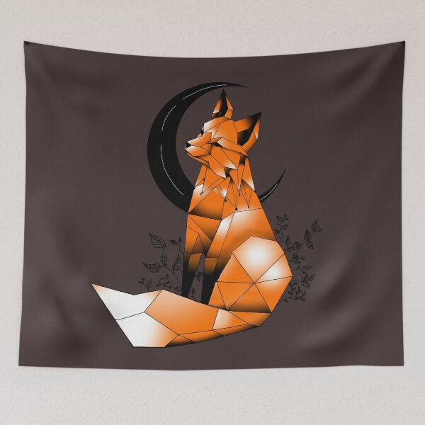 Item preview, Geometric Fox with crescent Moon  dark brown designed and sold by DemonicGloom.