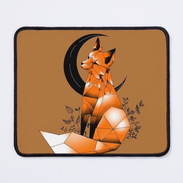 Item preview, Geometric Fox with crescent Moon gold brown designed and sold by DemonicGloom.