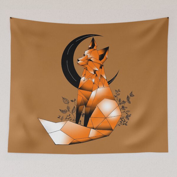 Item preview, Geometric Fox with crescent Moon gold brown designed and sold by DemonicGloom.