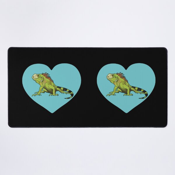 Iguana Heart for Iguana Lovers, Blue Desk Mat