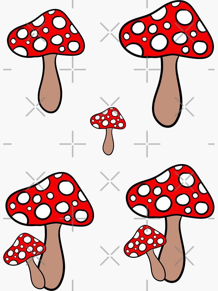 Thumbnail 3 of 3, Sticker, Red And White Mushroom Sticker Pack designed and sold by Fatamimosh.