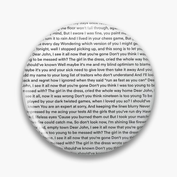 Item preview, dear john lyrics designed and sold by Lauren Levensaler.