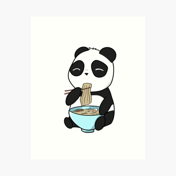 Panda Eating Ramen Art Print