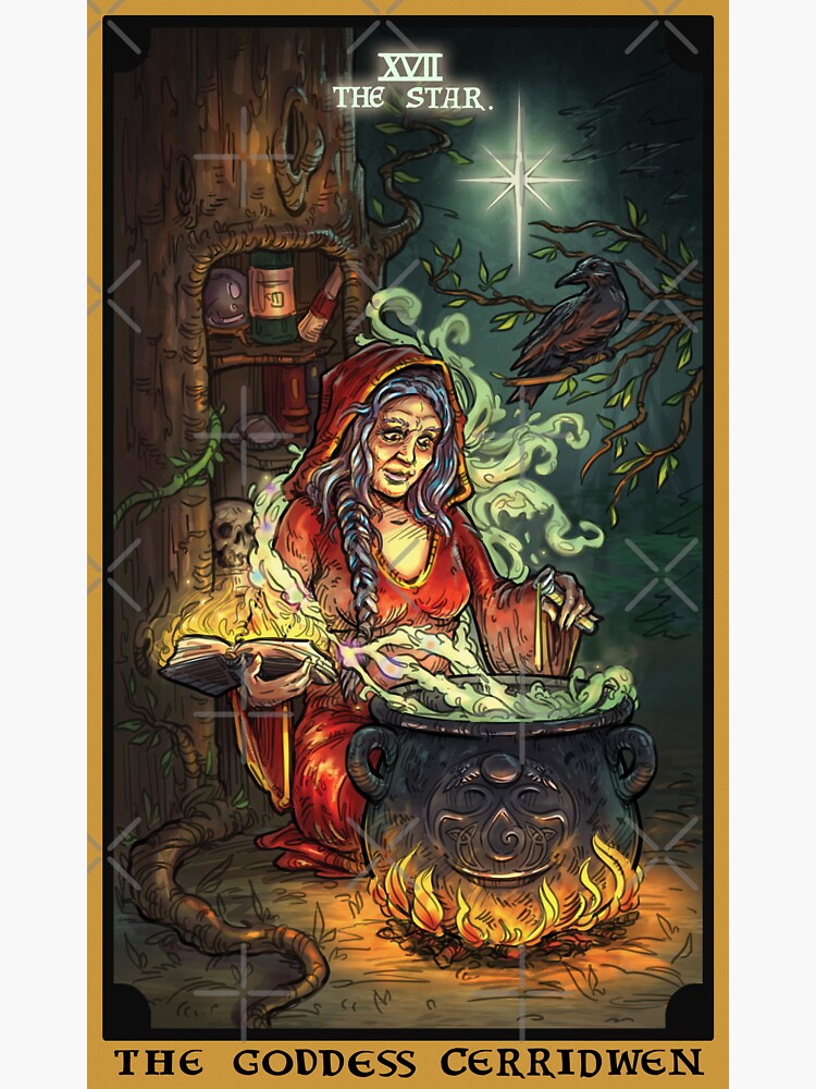 The Goddess Cerridwen The Star Tarot Card Sticker For Sale By Theghoulishgarb Redbubble 