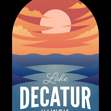 Artwork thumbnail, Lake Decatur IL Retro Sunset by HalpinDesign
