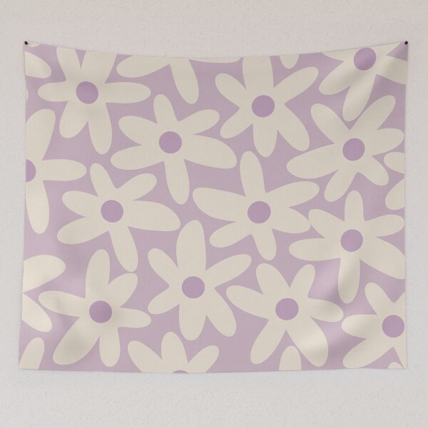 Item preview, Daisy Time Retro Floral Pattern in Lavender Cream designed and sold by kierkegaard.