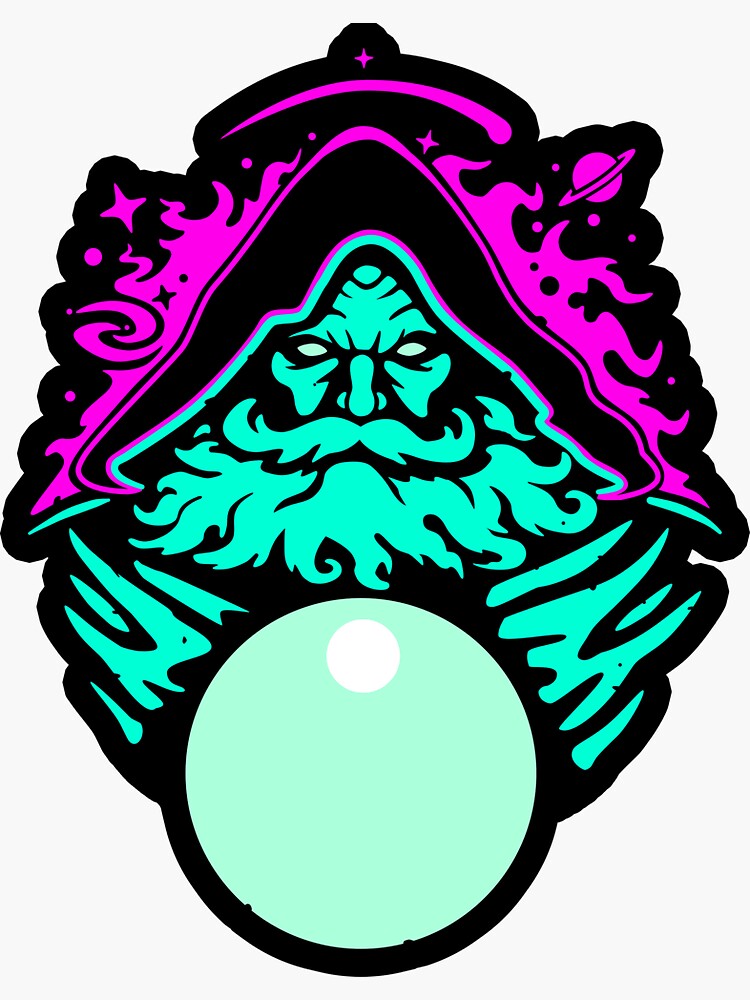 Orb Wizard Pondering My Orb Sticker For Sale By Cyberlight Redbubble