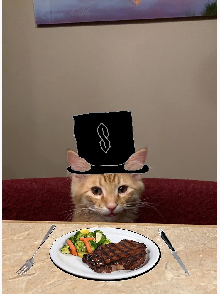 Funny Fancy Cat Eating a Steak Postcard