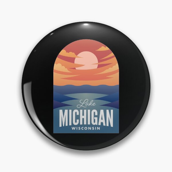 Aperçu de l'œuvre Lake Michigan WI Retro Sunset créée et vendue par HalpinDesign.