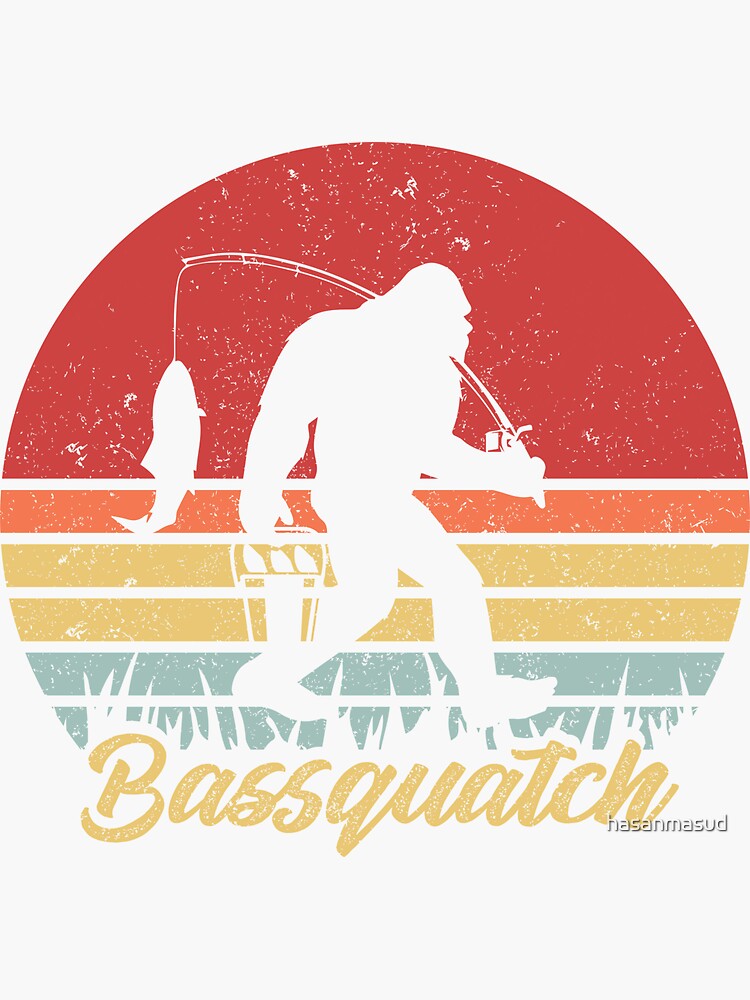 Bassquatch! Funny Bigfoot Fishing Outdoor Retro | Sticker