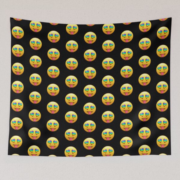 Item preview, Smiling Face with Rainbow Heart-Eyes Tongue Out Gay Emoji Pattern designed and sold by williamcuccio.