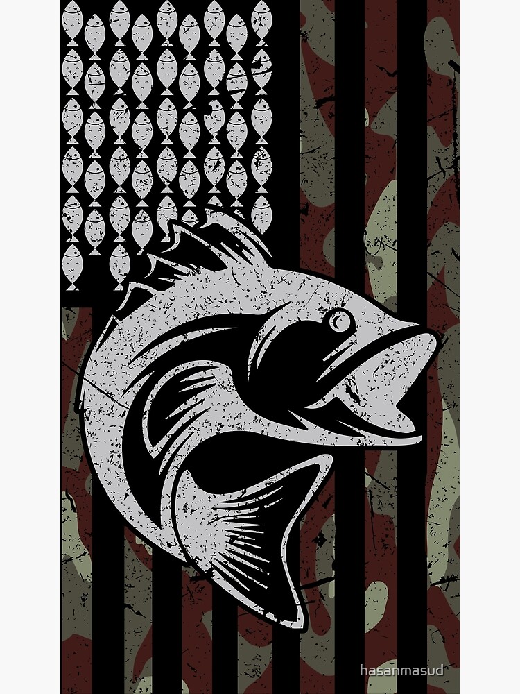 Bass Fishing American Camo USA Flag for Fisherman | Poster