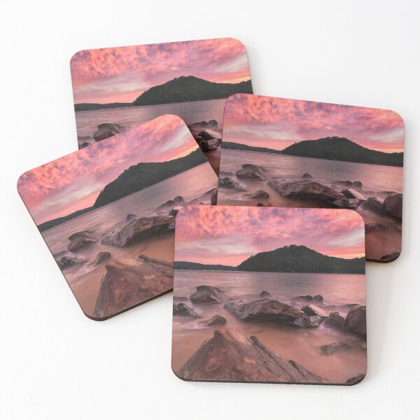 Item preview, Pink skies over rocks and mountains in Ettalong designed and sold by Geoff Wols.