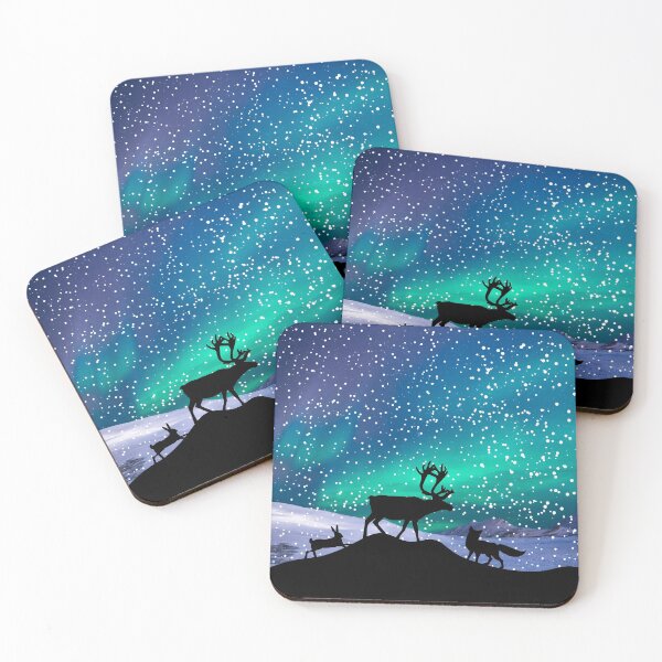 Item preview, Fox, Reindeer and Hare Snowy Mountain Scene designed and sold by GasconyPassion.
