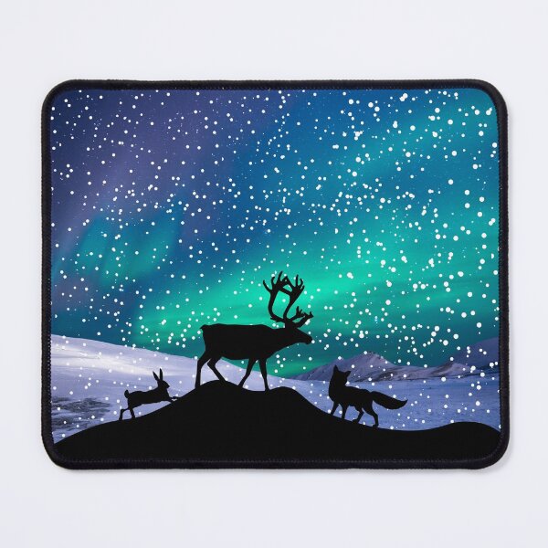 Item preview, Fox, Reindeer and Hare Snowy Mountain Scene designed and sold by GasconyPassion.