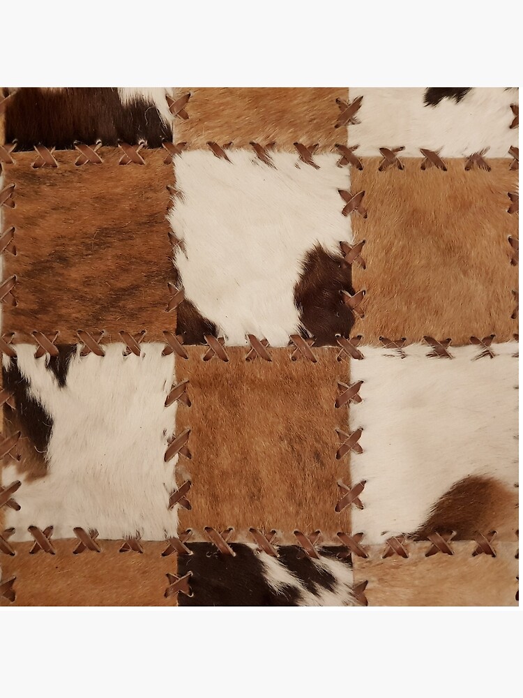 "Patchwork cowhide rustic western decor" Throw Pillow for Sale by