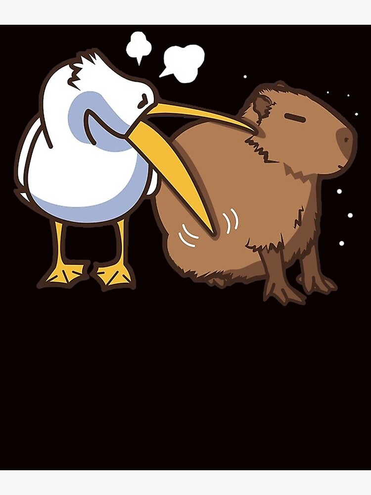 "Pelican Tries to Eat Capybara Funny Cute Kawaii Meme TShirt" Poster for Sale by CathyCraig23