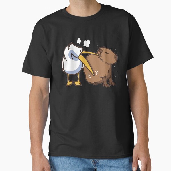 Item preview, Pelican Tries to Eat Capybara Funny Cute Kawaii Meme T-Shirt designed and sold by CathyCraig23.