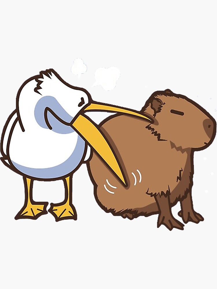 "Pelican Tries to Eat Capybara Funny Cute Kawaii Meme TShirt" Sticker for Sale by CathyCraig23