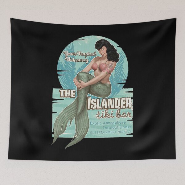 Item preview, The Islander Tiki Bar - Bettie Page Mermaid Classic T-Shirt designed and sold by medinvhkeysb.