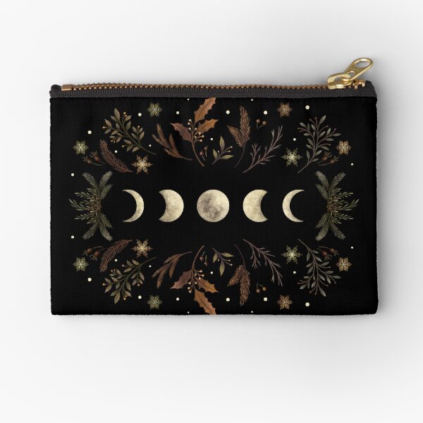 Moonlit Garden-Winter Brown Zipper Pouch