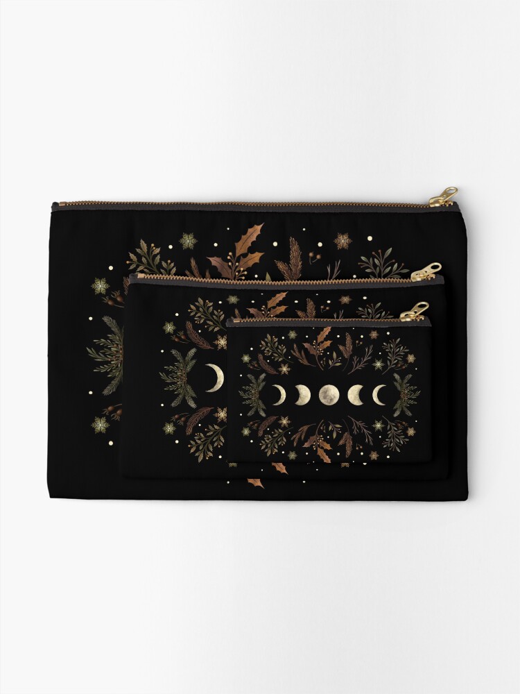 Alternate view of Moonlit Garden-Winter Brown Zipper Pouch