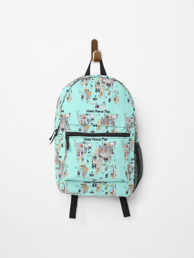 Thumbnail 1 of 3, Backpack, World Animal Map designed and sold by MottoDigging.