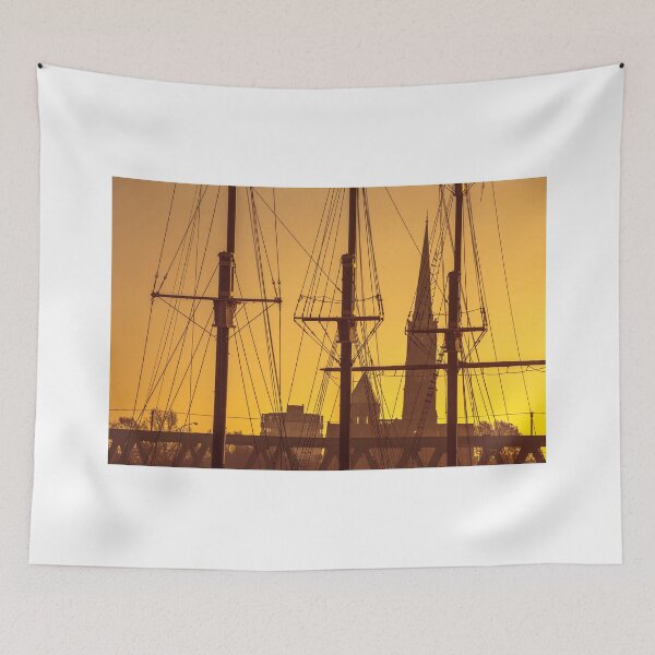Item preview, Stephanikirche, sailing ship, masts, sunrise, Bremen, Germany designed and sold by Torsten  Krüger.