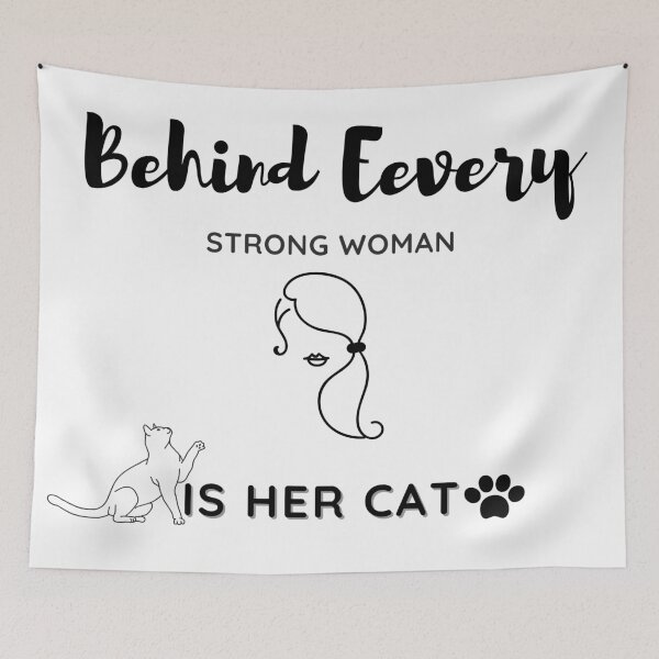 Item preview, Funny Behind Every Strong Woman Is Her Cat, Cat Lover, Elegant, Unique and Fenline Black and White designed and sold by MAEffects.