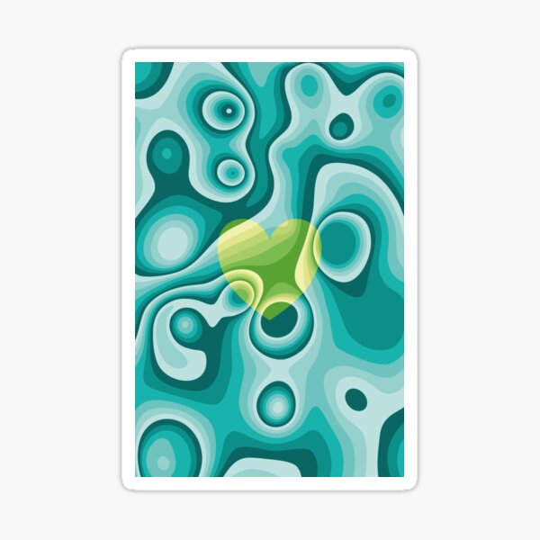Green and turquoise heart marble Sticker