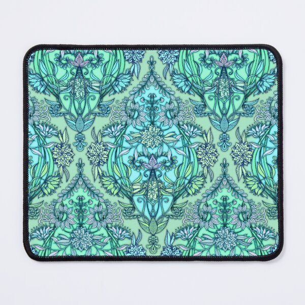Item preview, Botanical Moroccan Doodle Pattern in Mint Green, Lilac & Aqua designed and sold by micklyn.
