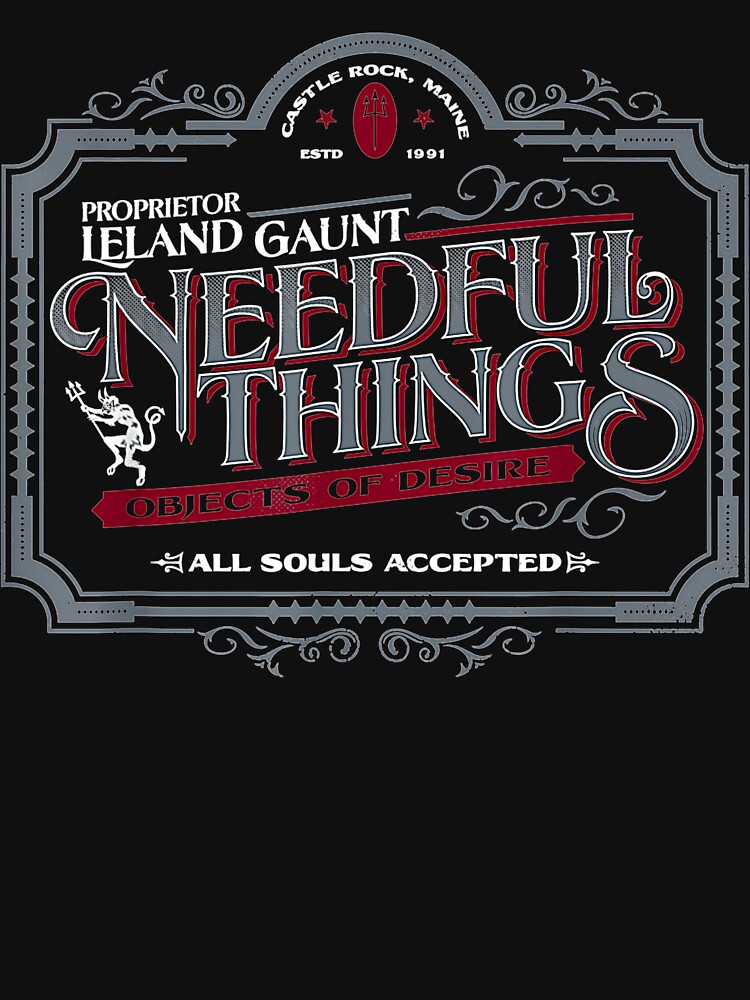 Gothic Horror Graphic Logo | Needful Things Devil T-Shirt Gothic Horror Graphic Logo | Needful Things Devil T-Shirt