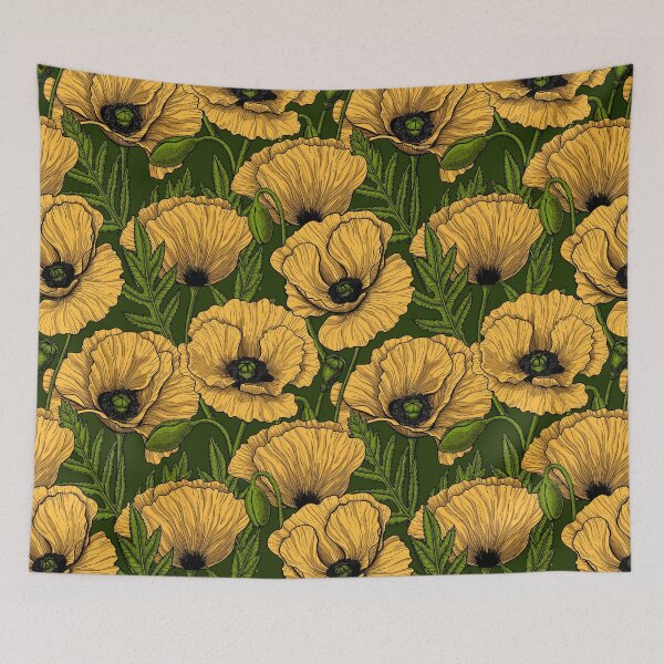 Item preview, Yellow poppy garden onk green designed and sold by Katerina Mitkova Kirilova.