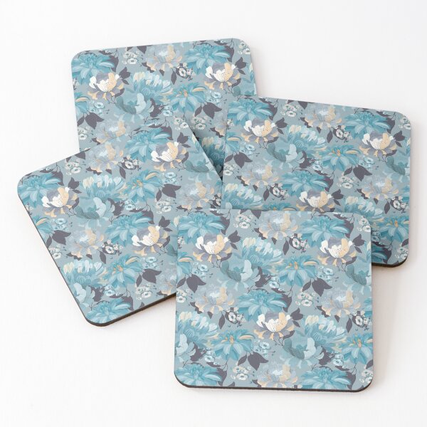 Item preview, Romantic Blue Asters, Dahlias, Peonies, Hydrangeas Pattern designed and sold by Jaydee001.