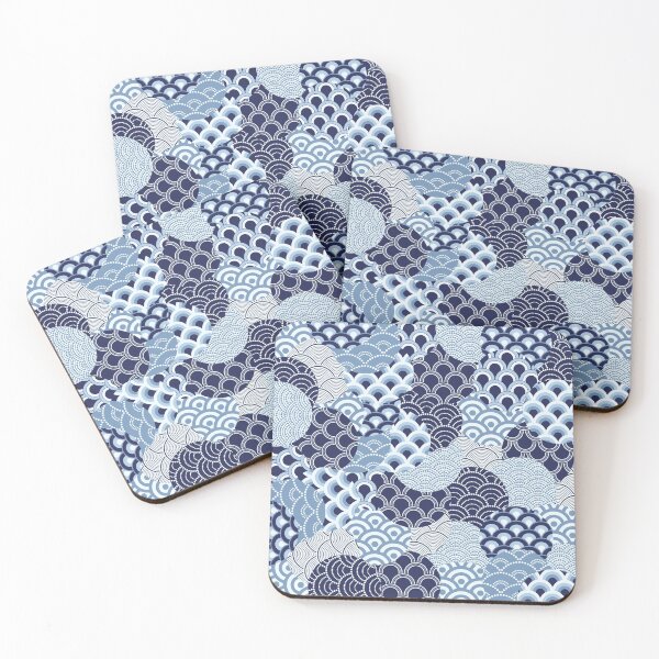 Item preview, Japanese Seigaiha Waves Blue Seamless Patterns Asian Art designed and sold by 108dragons.