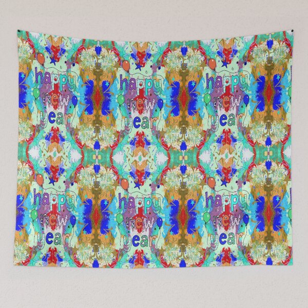 Item preview, Psychedelic Abstract Happy New Year design, 3,Howdy New Year,New Years Celebration, New Years Eve Countdown designed and sold by Adri Barnard.