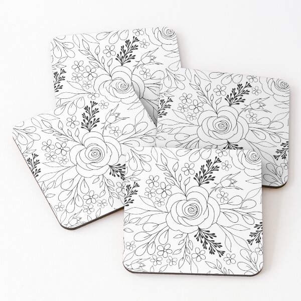 Item preview, Roses floral drawing line art designed and sold by NdesignTrend.