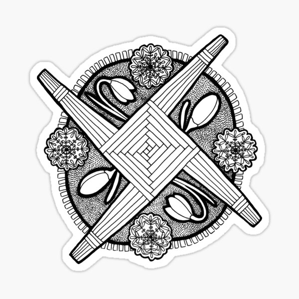 Item preview, Imbolc Mandala Hand Drawn Ink Design Pagan Wheel Of The Year Sabbat Witch Wicca designed and sold by MadHubStudios.