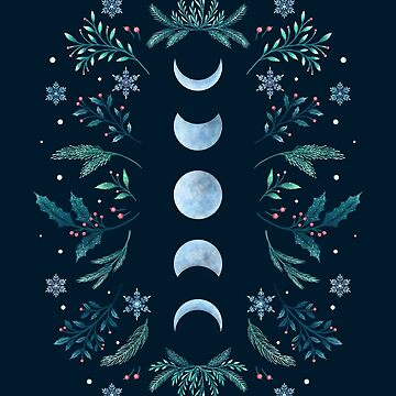 Artwork thumbnail, Moonlit Garden-Teal Snow by episodicDrawing