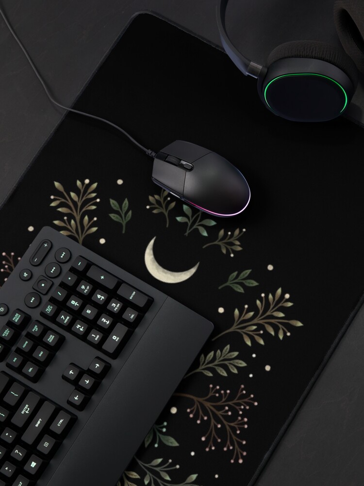 Alternate view of Moonlit Garden-Olive Green Mouse Pad