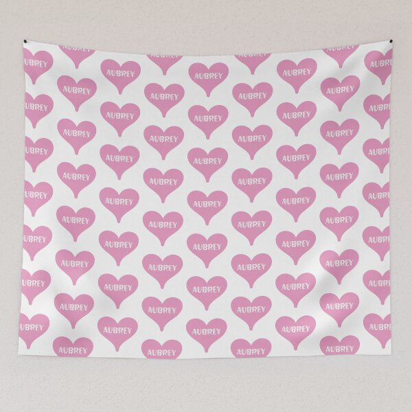Item preview, Aubrey name - pink heart pretty font design for Valentines Day gift or just for love designed and sold by NameTheory.