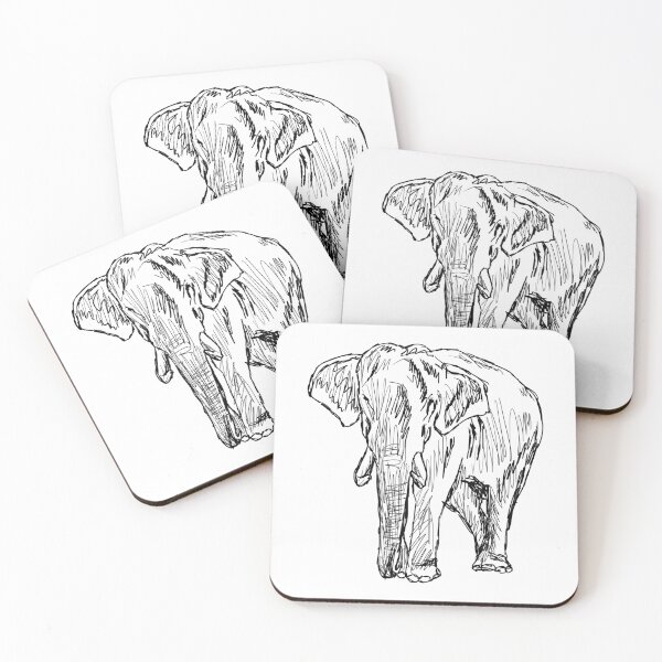 Item preview, Elephant Drawing Hand Drawn-Cool White Elephant designed and sold by Hartics.