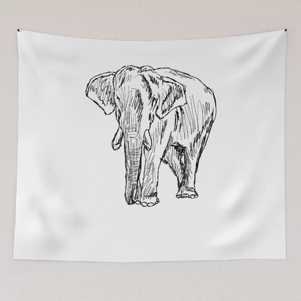 Item preview, Elephant Drawing Hand Drawn-Cool White Elephant designed and sold by Hartics.