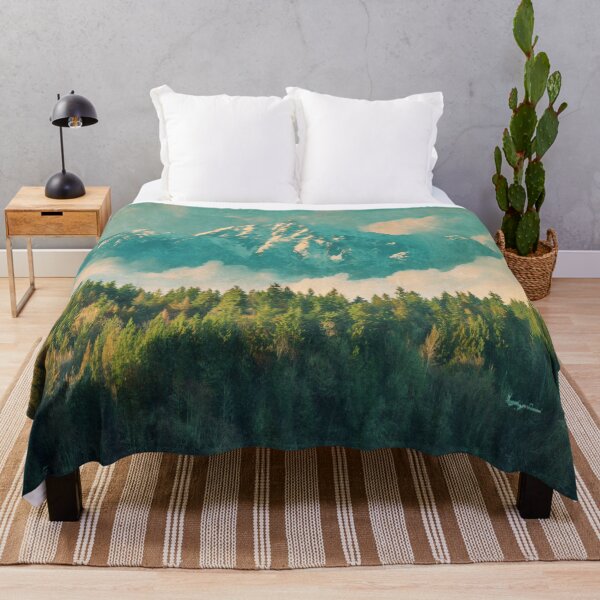 Item preview, Foggy Mountain And Trees Landscape Watercolor designed and sold by Simi2020.