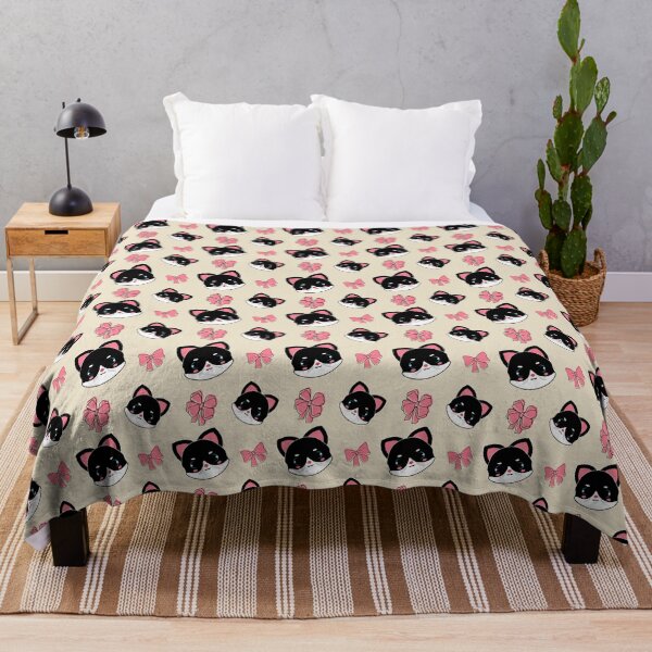 Item preview, Black and White Cat and Ribbons Pattern designed and sold by Printedarts.