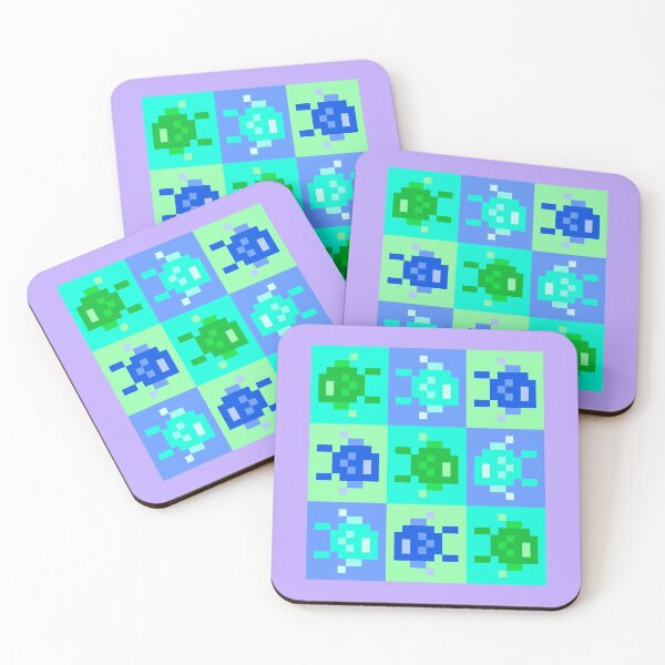 Item preview, Fancy Pixel Fishie Tiles, Green Blue Cyan designed and sold by rin3d .